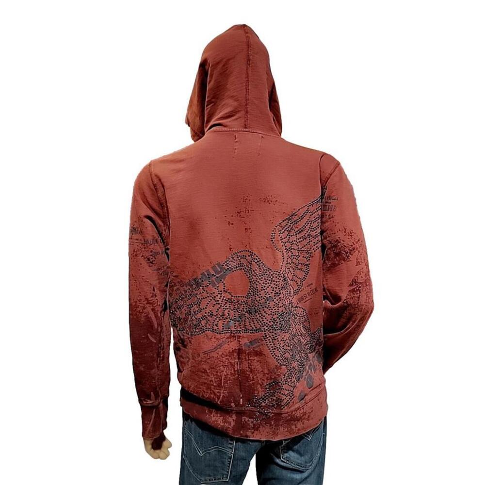 Salvage ~ Full-Zip Y2K Red Graphic Print Rare Vintage Size M Sweater #C - Picture 6 of 11